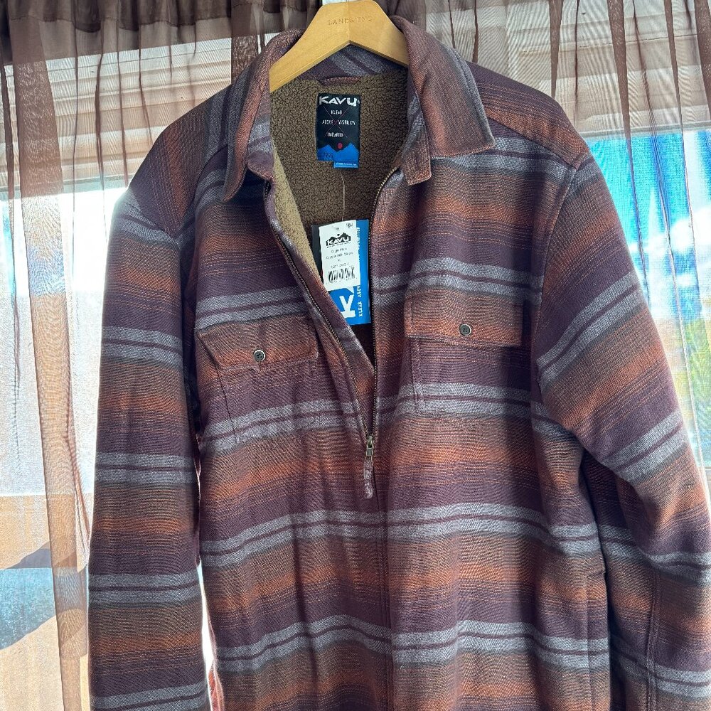 Kavu | Eagle Pine Copper Hills Stripe Fleece Lined Shacket NWT